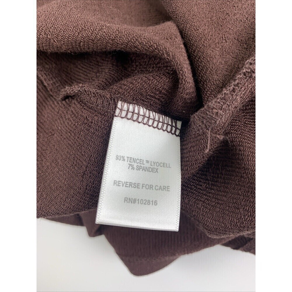 Garnet Hill Turtleneck Midi Dress Brown Tencel Slit Tie Belt Knit Stretch Medium - Picture 9 of 12
